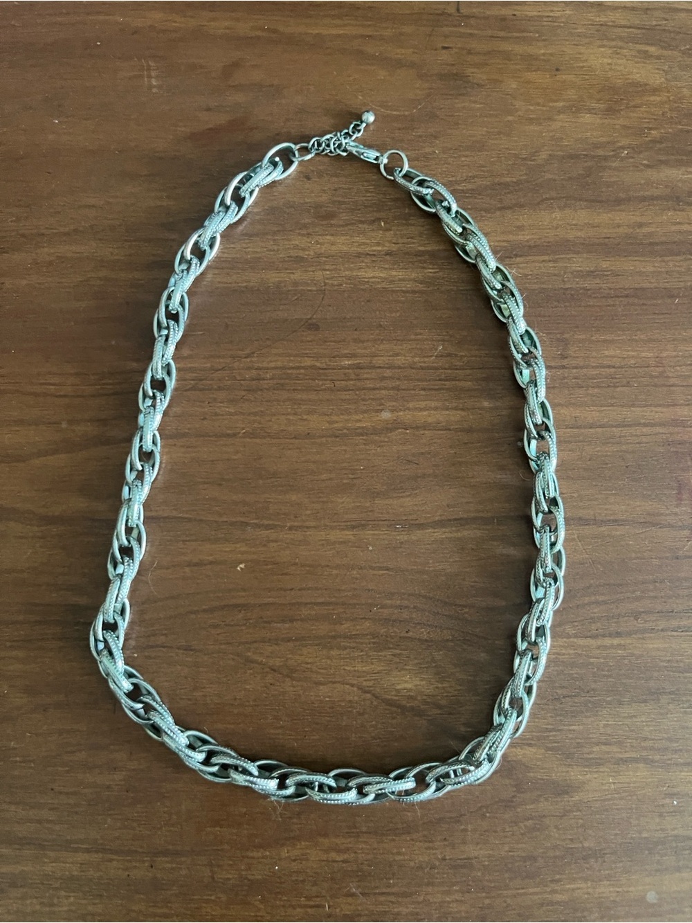 Vintage Silver Tone Chunky Chain Necklace | Textured Link Statement Necklace